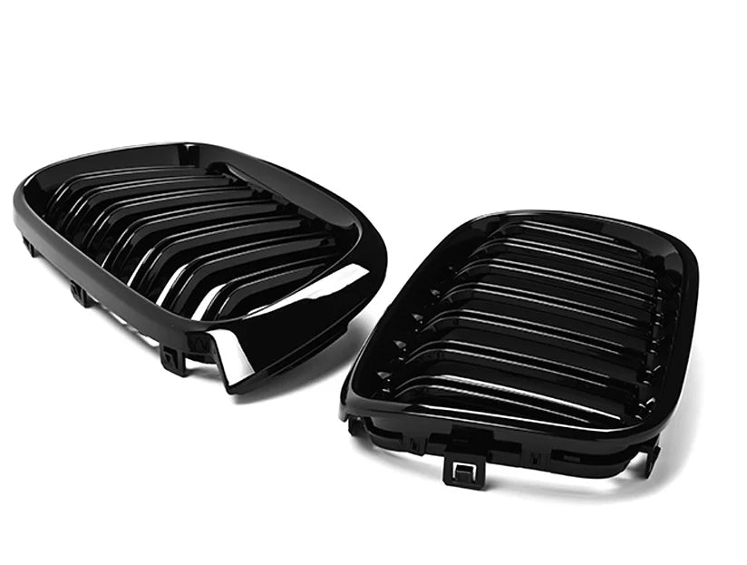 BMW X3 X4 F25 F26 LCI Gloss Black Double Slat Front Grills (2014-2018)