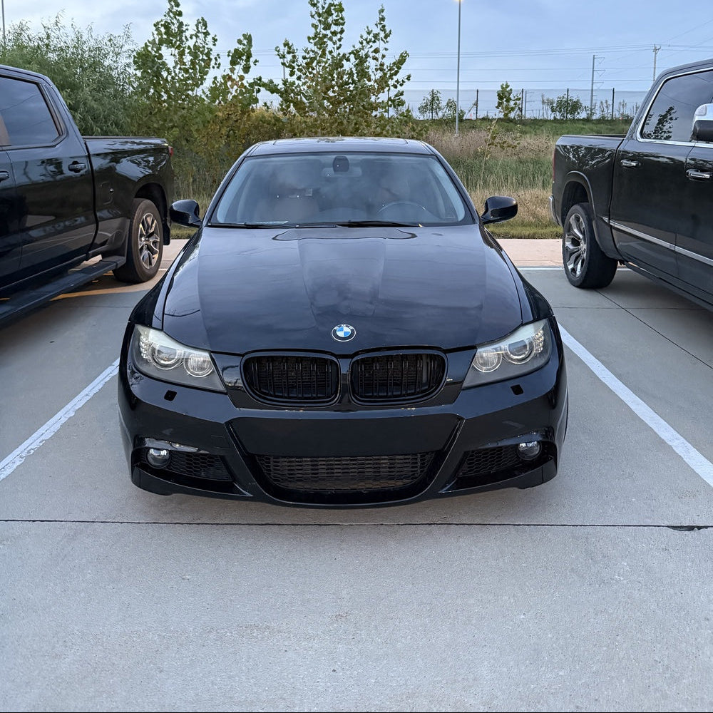 BMW 3 Series E90/E91 LCI Gloss Black Double Slat Front Grills (2009-2013)