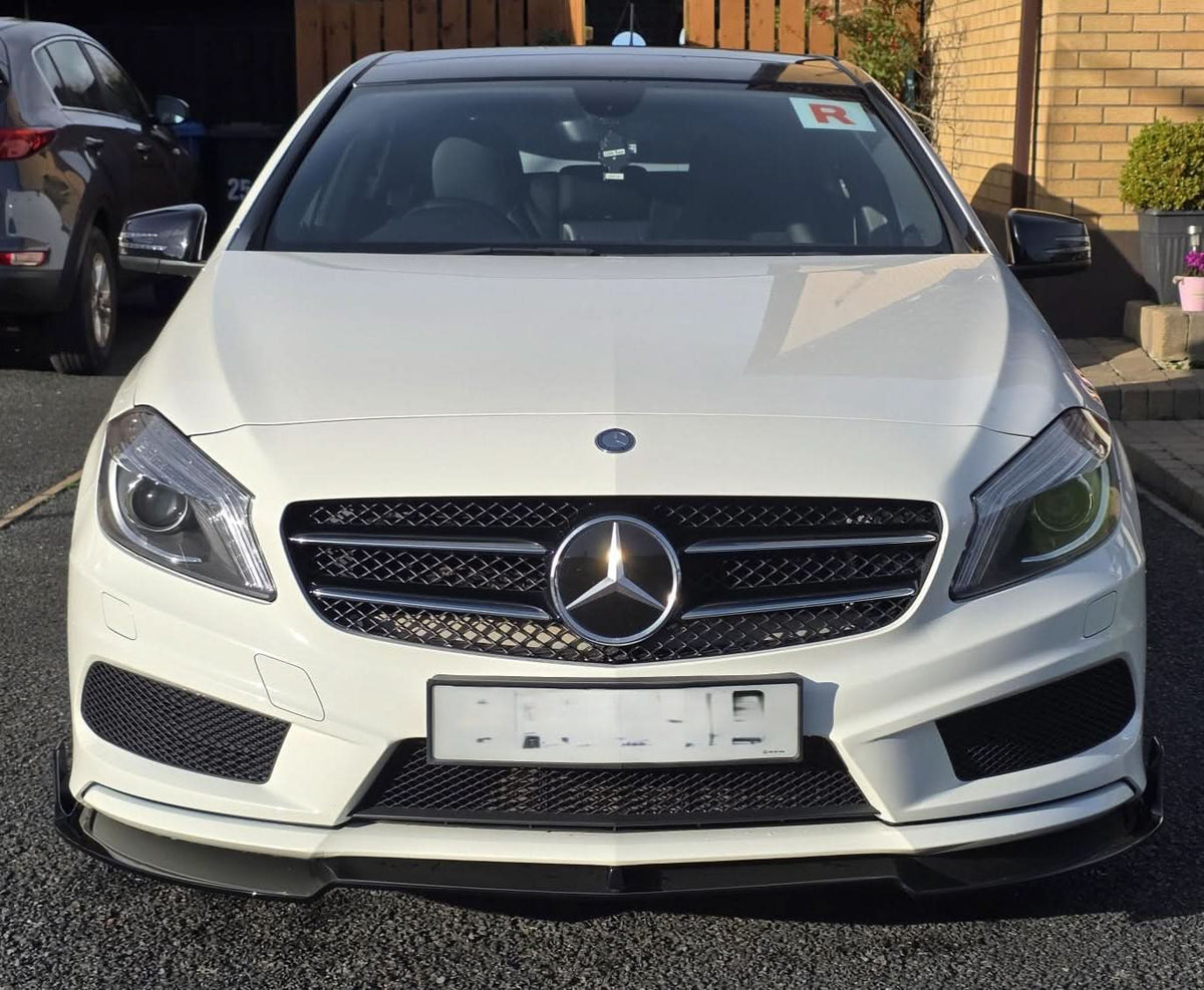 Mercedes A-Class W176 AMG Style Gloss Black Front Lip Splitter (2013-2015)
