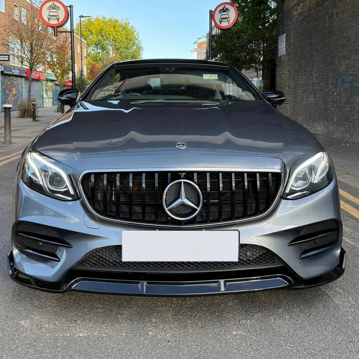 Mercedes E-Class W213 4 Door AMG Style Gloss Black Front Lip Splitter (2017-2020)