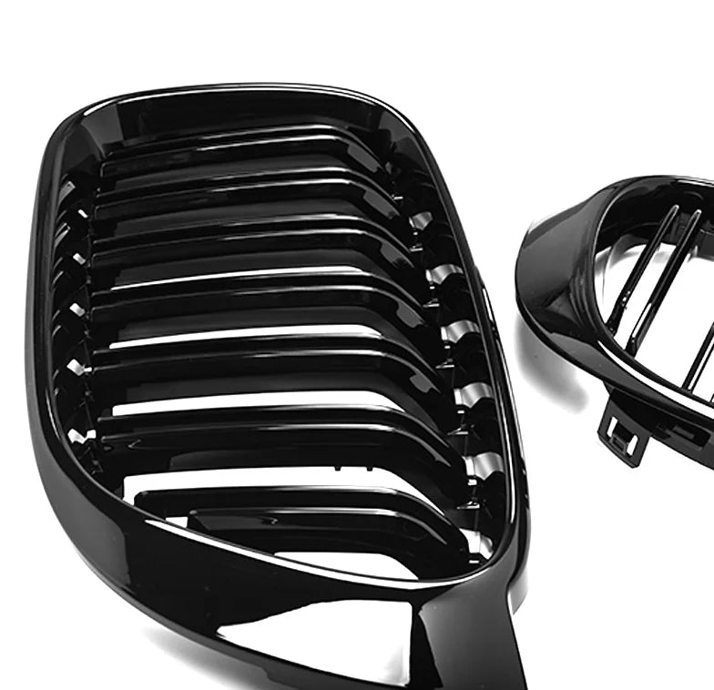 BMW X3 X4 F25 F26 LCI Gloss Black Double Slat Front Grills (2014-2018)