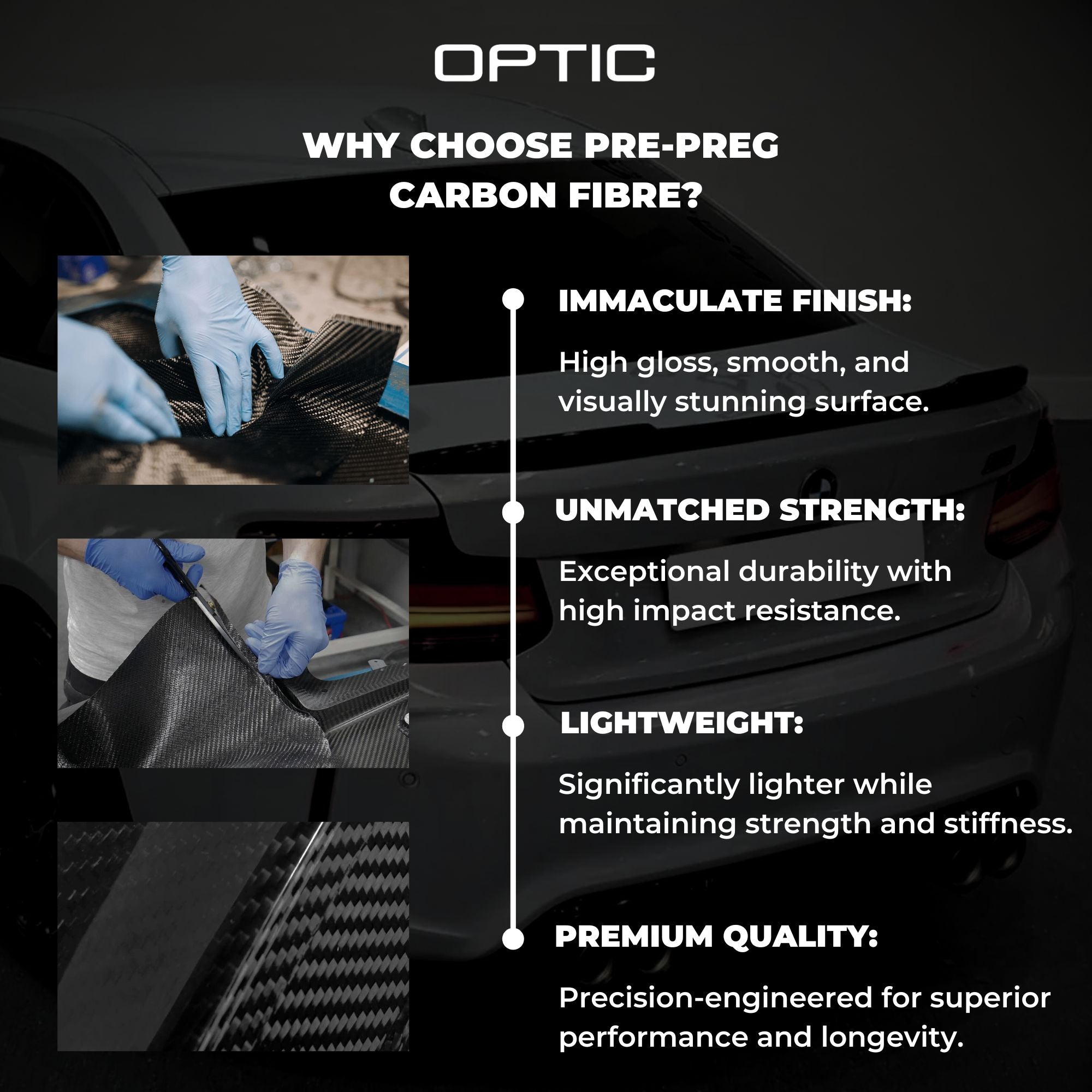 BMW 4 Series G22 G23 Pre-Preg Dry Carbon Fibre Front Bumper Inserts By OPTIC (2020+)